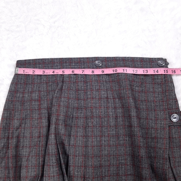 Vintage plaid wool blend pleated skirt fall winter dark light classic academia - Picture 4 of 8